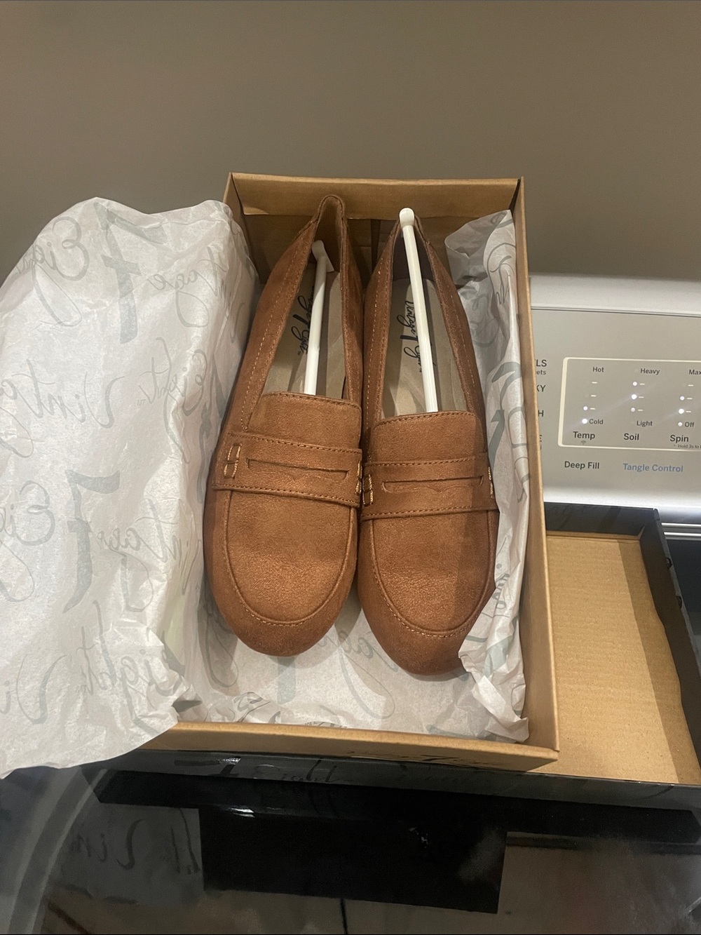 Vintage Brown Suede Penny Loafers - Women's Flats